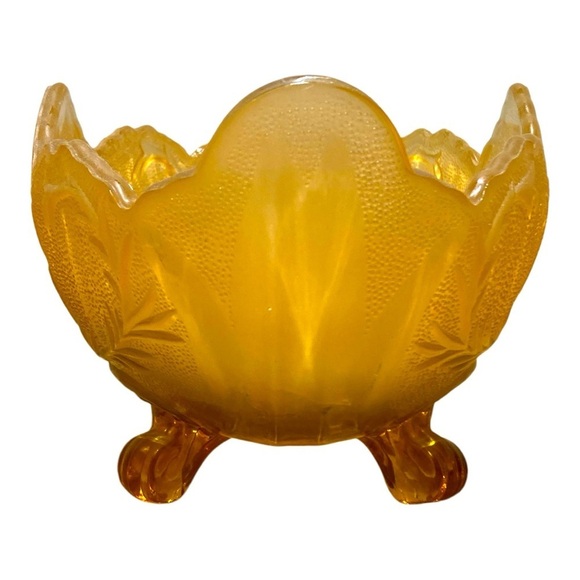 Vintage Jeanette Glass Lombardi Amberlina Footed Glass Fruit Bowl - Picture 2 of 5